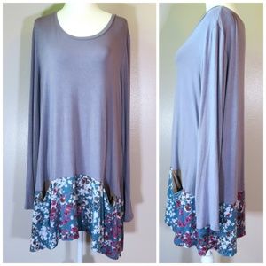 [LOGO] Printed Hem Tunic Top with Pockets Size XL